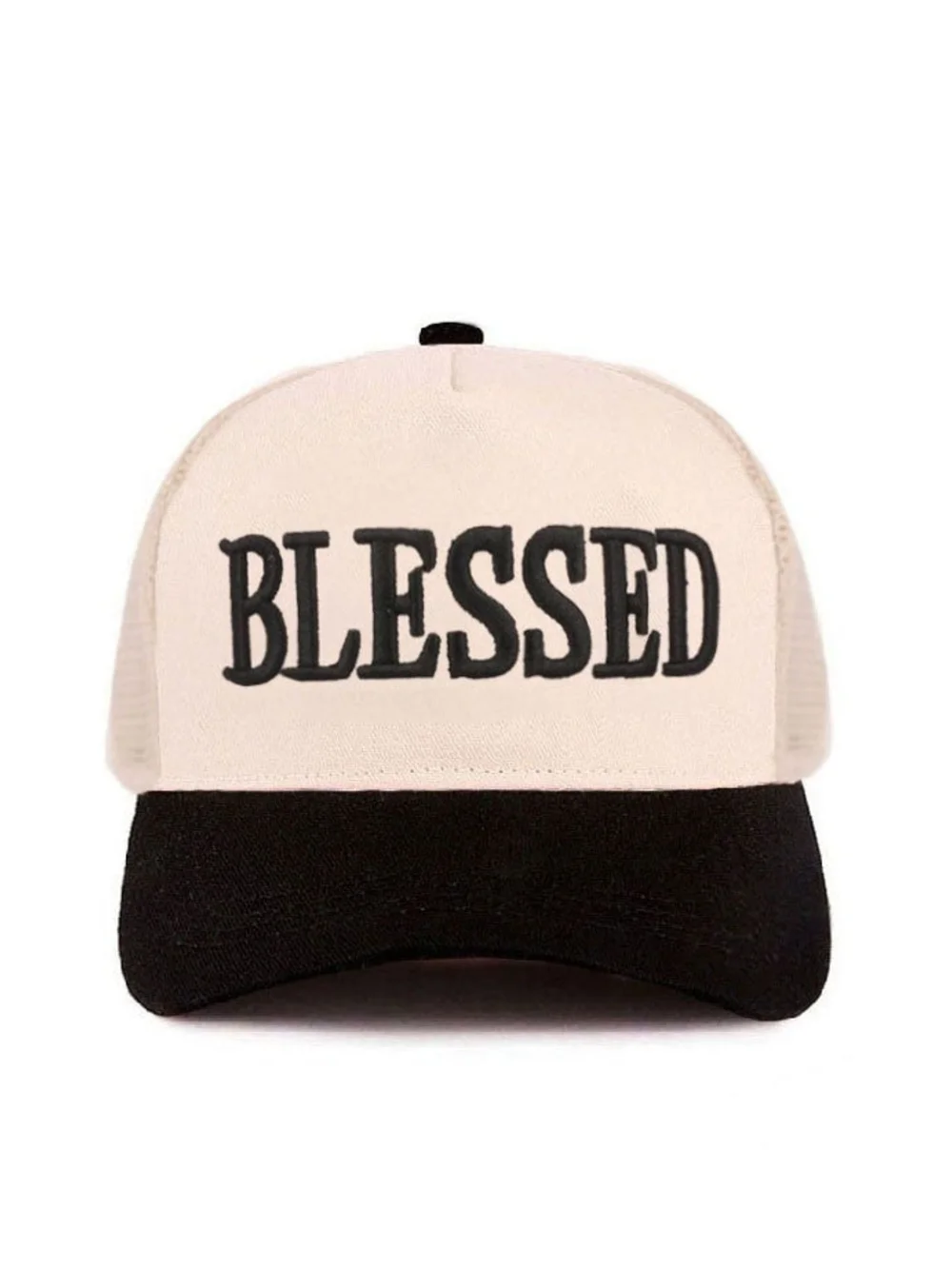 New! Blessed Mesh Trucker Hat in Black